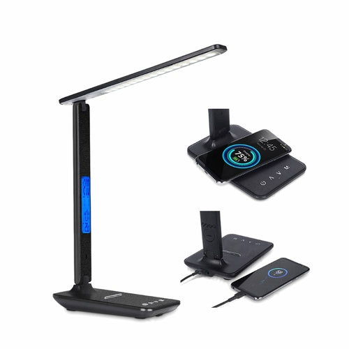 Lamp Plus 3-i-1 Lampe med Trådløs Lader, Klokke og Termostat