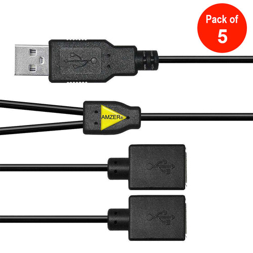USB 2.0 Y-splitter – 1 hann til 2 hunn USB-kabel for dobbellading