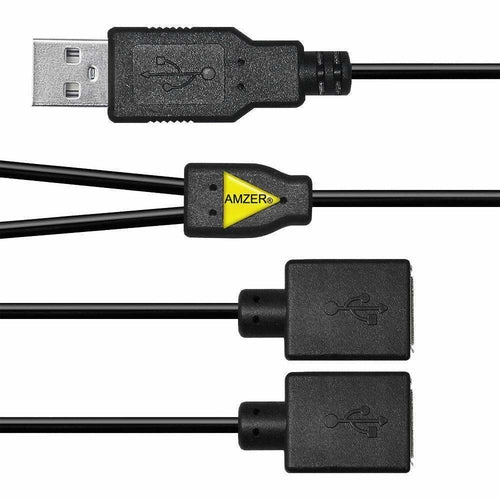 USB 2.0 Y-splitter – 1 hann til 2 hunn USB-kabel for dobbellading